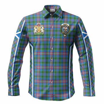 Ralston Tartan Crest Long Sleeve Button Shirts Scotland Coat of Arm Flag Style