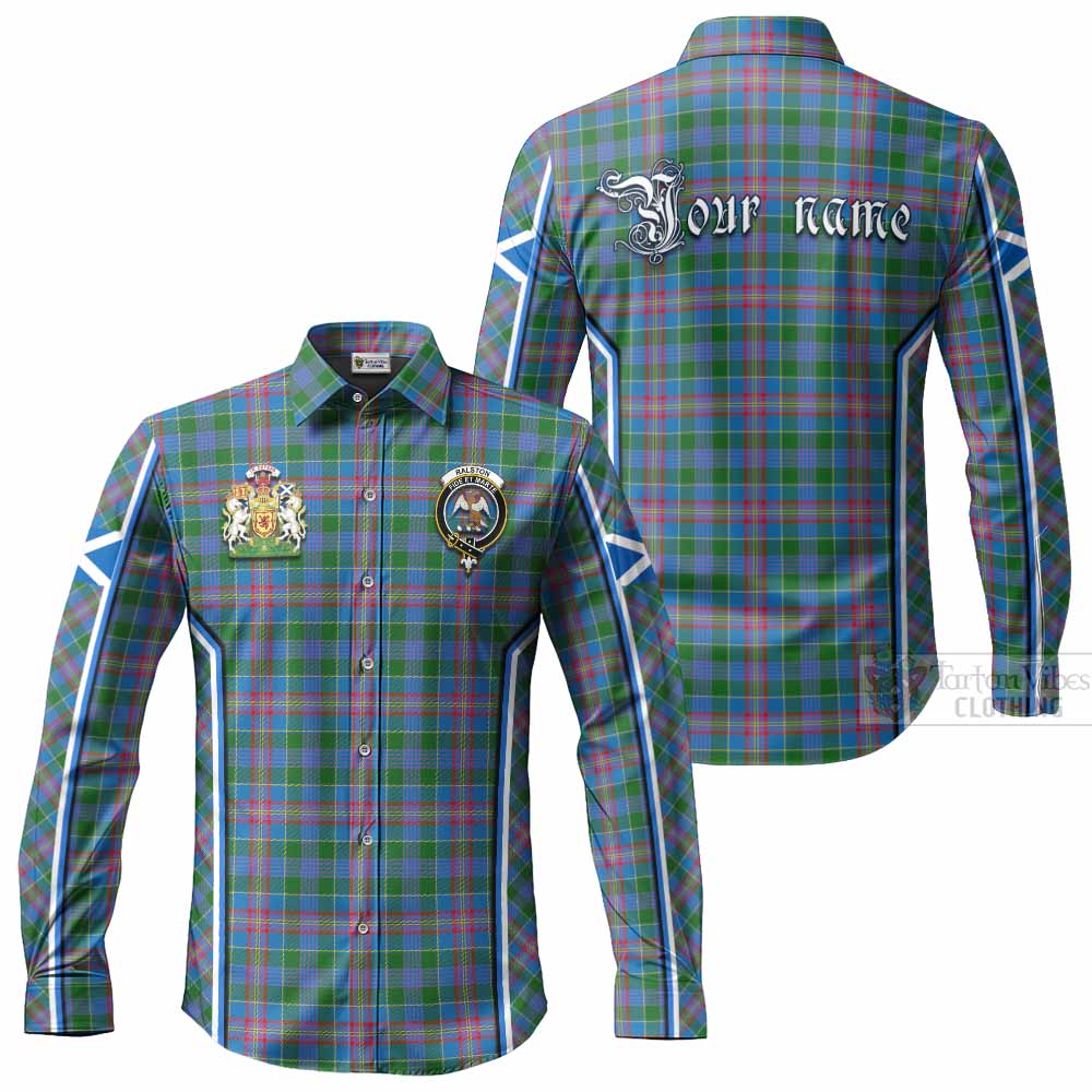 Ralston Tartan Crest Long Sleeve Button Shirts Scotland Coat of Arm Flag Style - Tartan Vibes Clothing