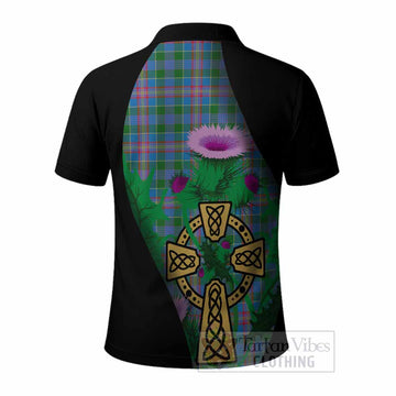 Ralston Tartan Crest Polo Shirt Celtic Cross Thistle Flowers
