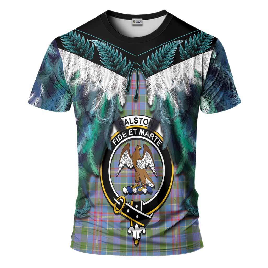 Ralston Tartan Crest T-Shirt New Zealand Maori Korowai Cloak