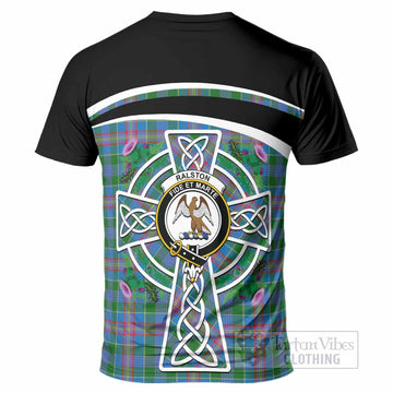 Ralston Tartan Crest T-Shirt Scottish Thistle Celtic Cross Alba Gu Brath