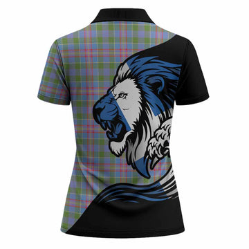 Ralston Tartan Crest Women Polo Shirt Scottish Golden Lions Wave Flow