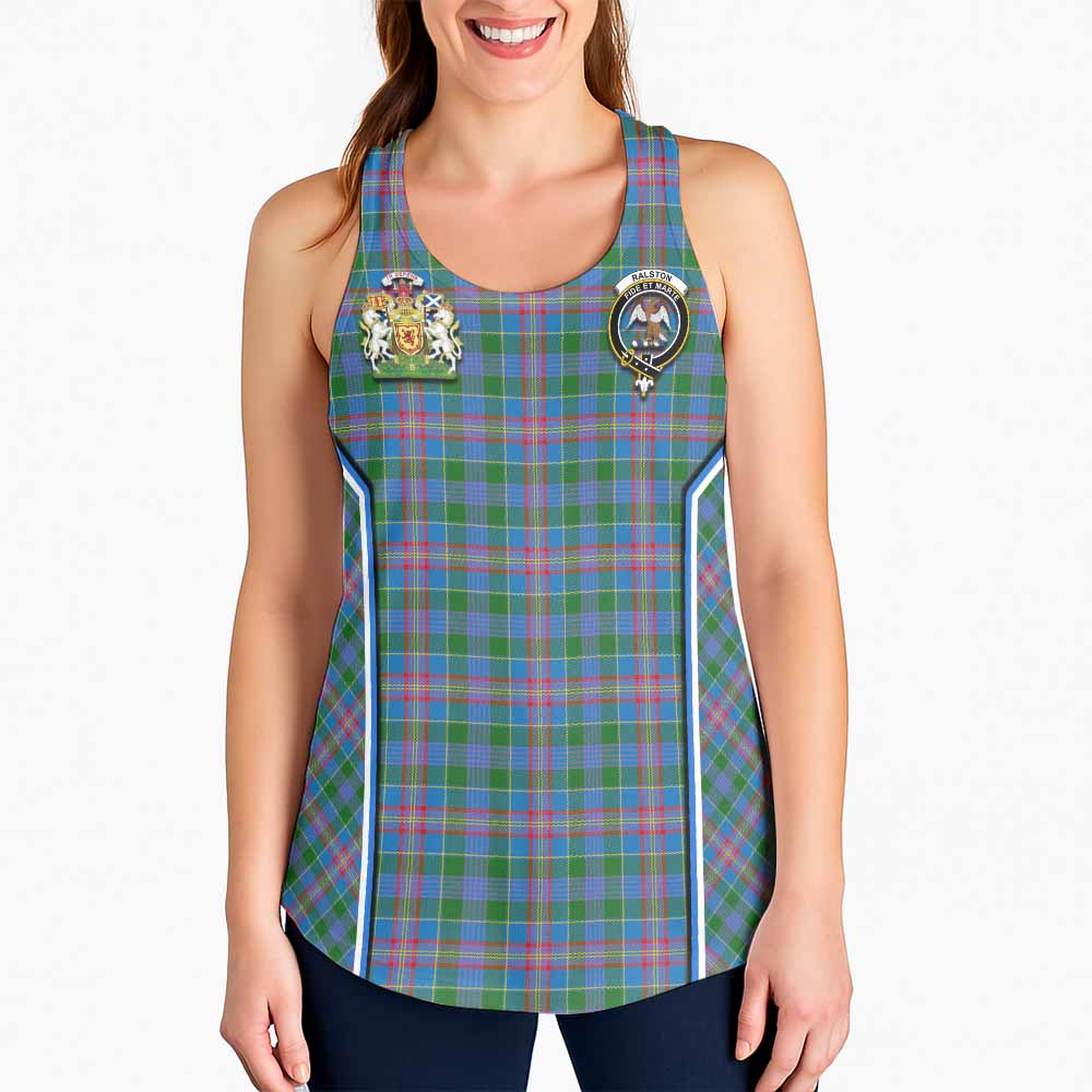 Ralston Tartan Crest Women Racerback Tanks Scotland Coat of Arm Flag Style - Tartan Vibes Clothing