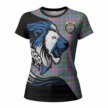 Ralston Tartan Crest Women T shirt Scottish Golden Lions Wave Flow