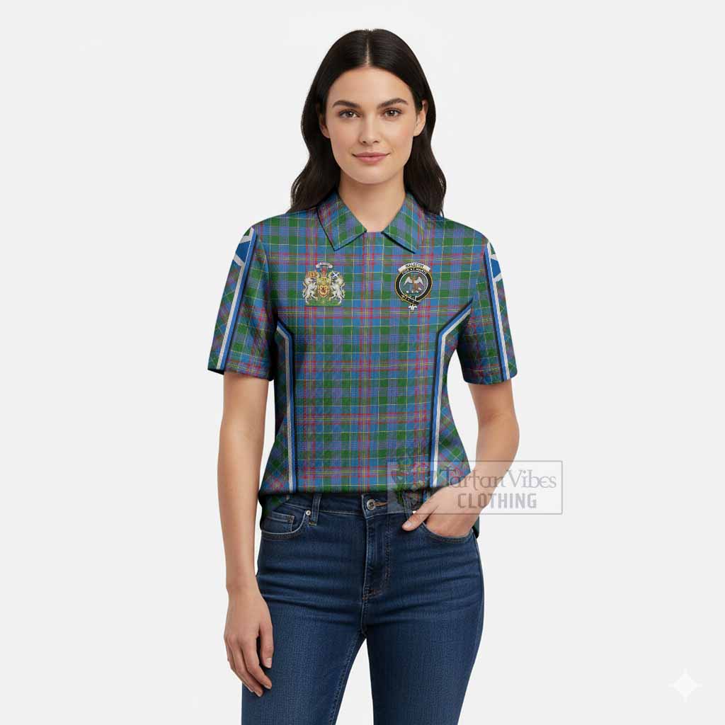 Ralston Tartan Crest Women’s Polo Sweater Top Scotland Coat of Arm Flag Style
