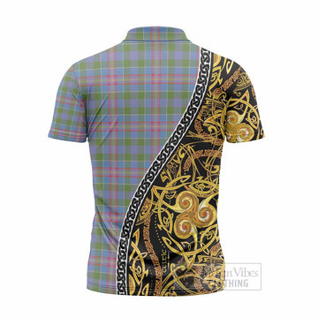Ralston Tartan Crest Zipper Polo Shirt Celtic Knot and Triple Trickle Spiral Symbols