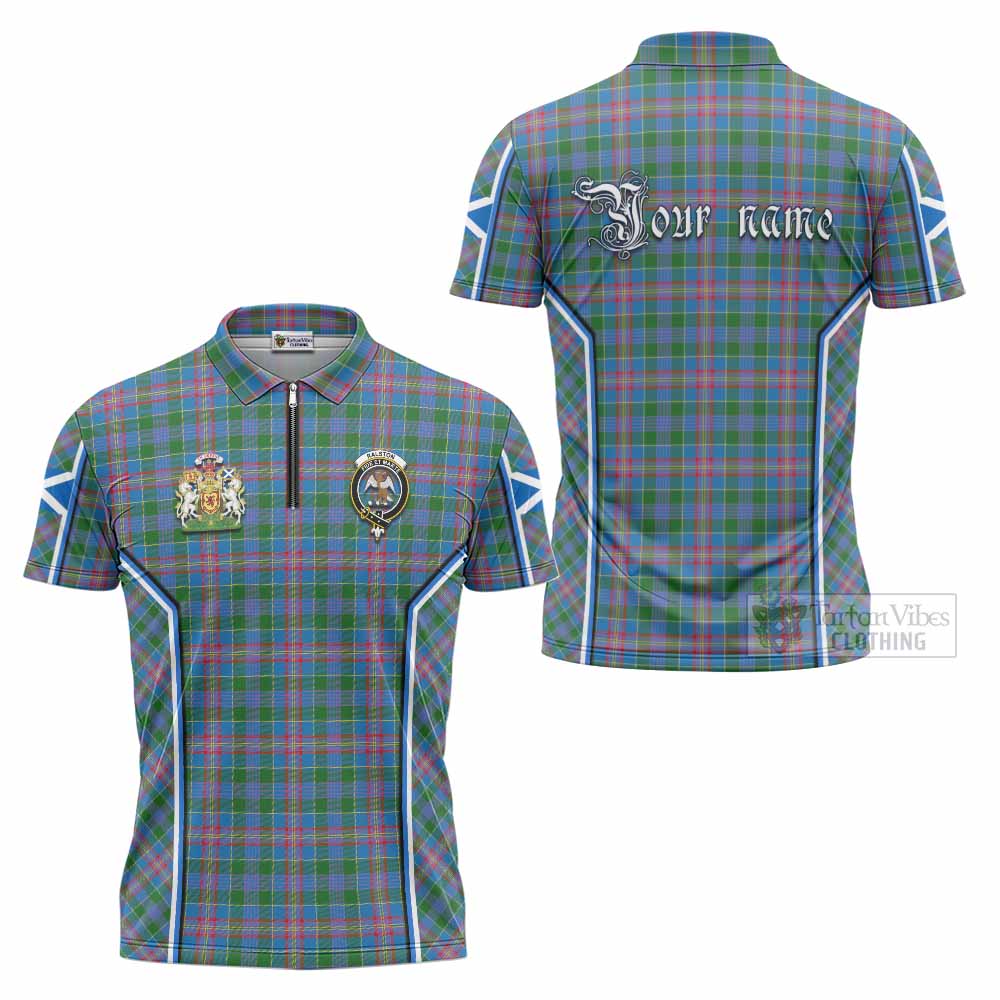 Ralston Tartan Crest Zipper Polo Shirt Scotland Coat of Arm Flag Style - Tartan Vibes Clothing