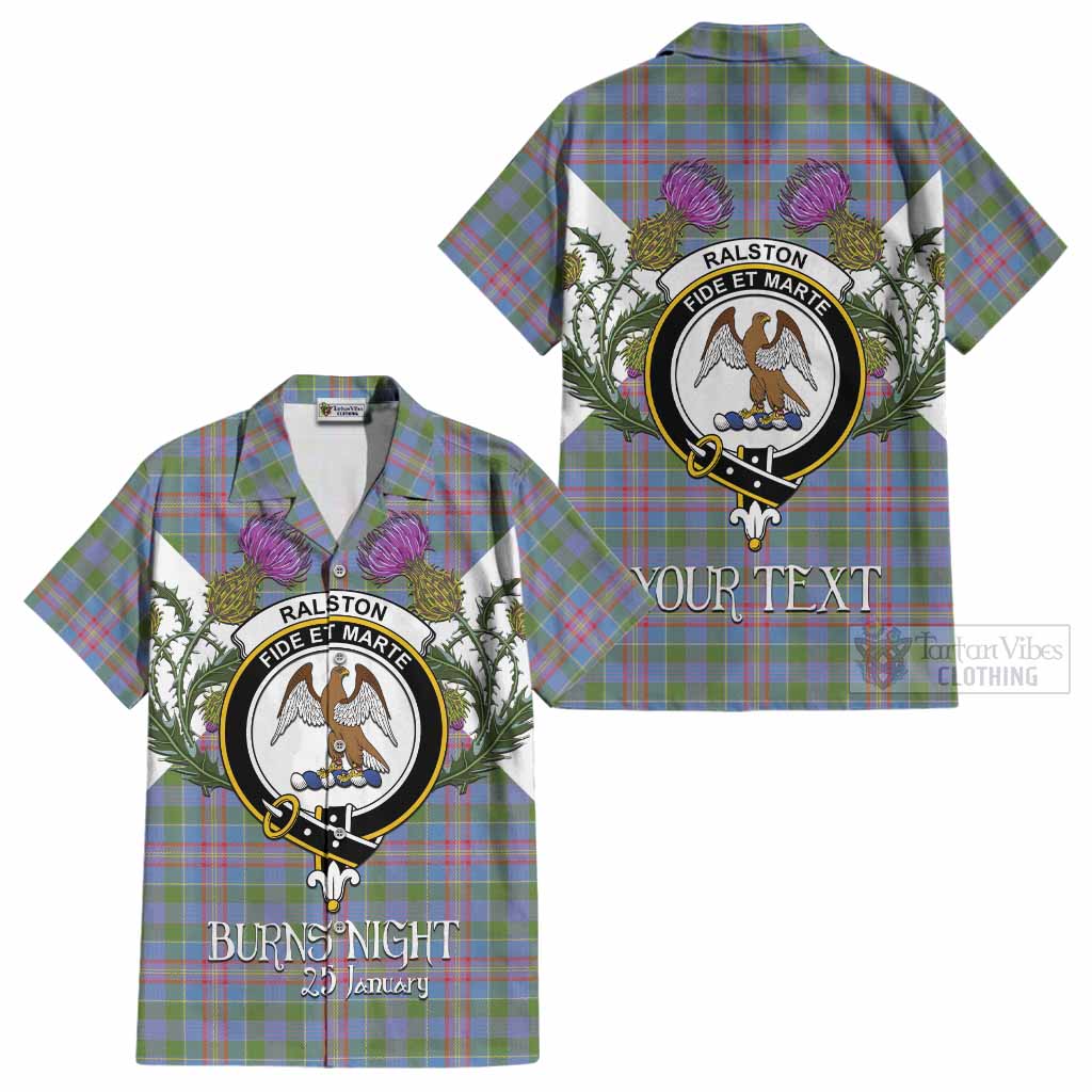 Ralston Tartan Family Crest Cotton Hawaiian Shirt Scottish Burns Night Thistle Floral