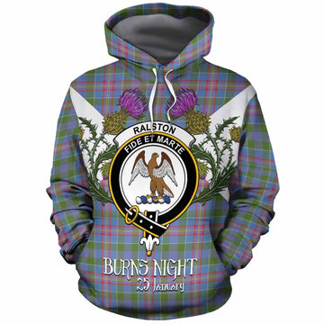Ralston Tartan Family Crest Cotton Hoodie Scottish Burns Night Thistle Floral