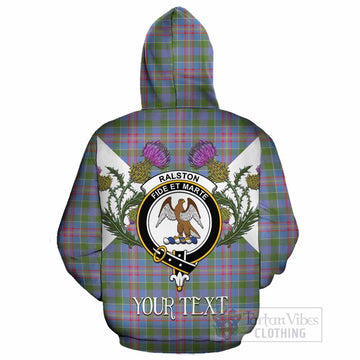 Ralston Tartan Family Crest Cotton Hoodie Scottish Burns Night Thistle Floral