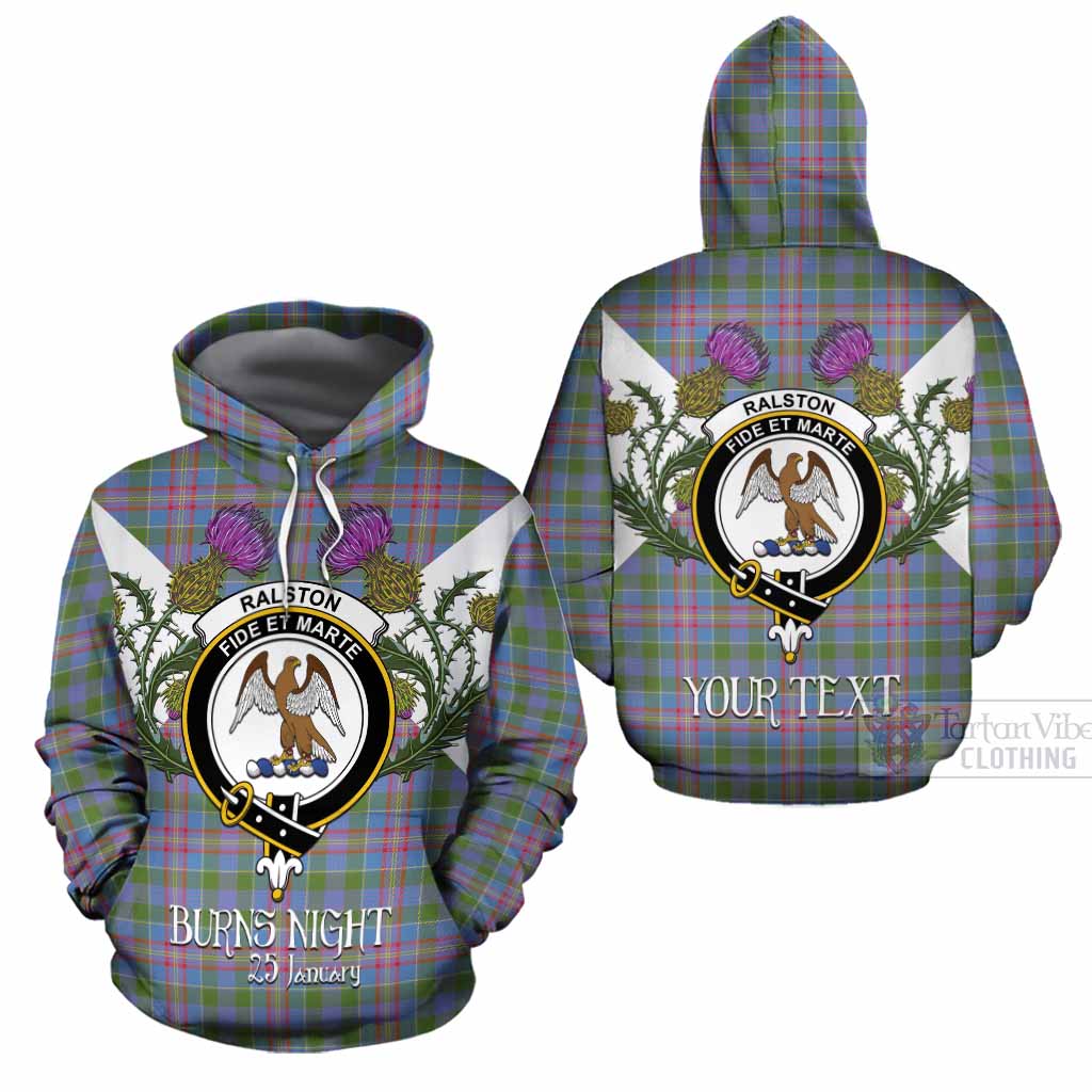 Ralston Tartan Family Crest Cotton Hoodie Scottish Burns Night Thistle Floral