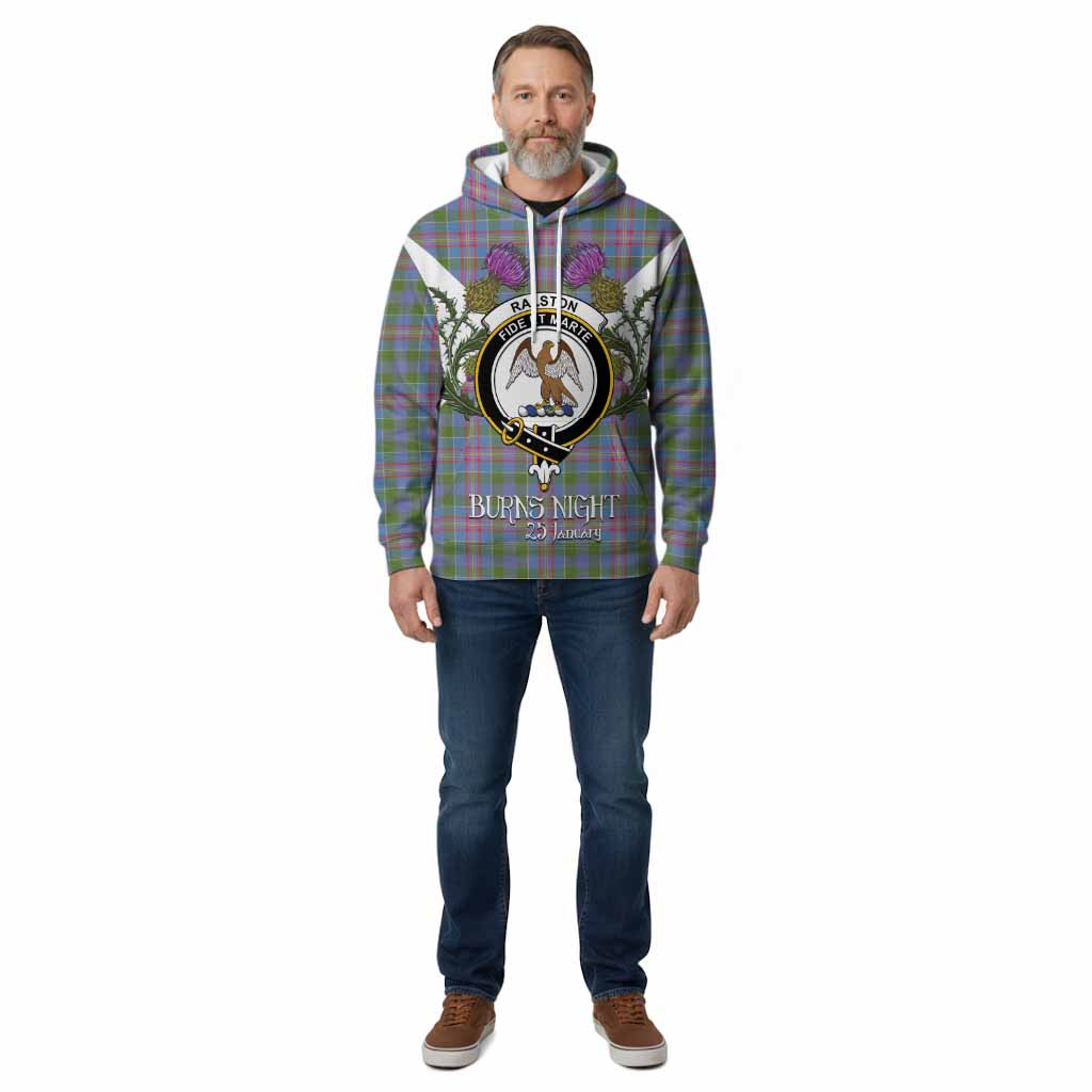 Ralston Tartan Family Crest Cotton Hoodie Scottish Burns Night Thistle Floral