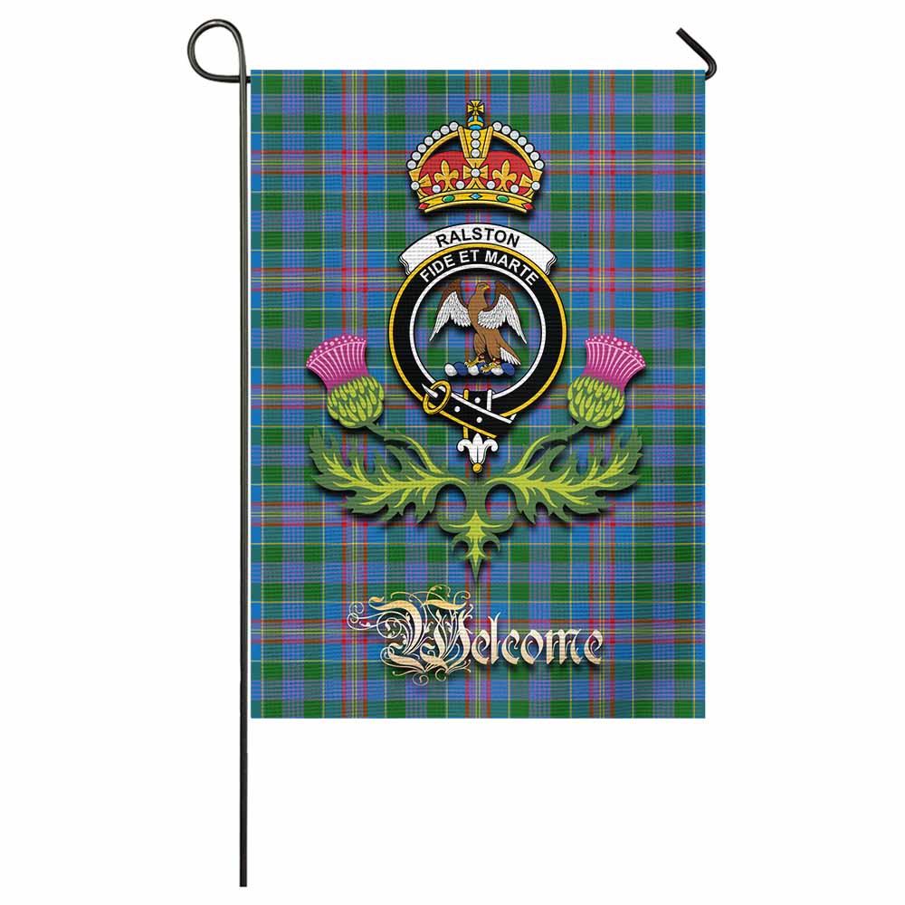 Ralston Tartan Family Crest Garden Flag Royal Thistle Welcome Style - Tartan Vibes Clothing