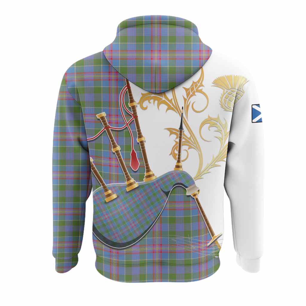 Ralston Tartan Family Crest Hoodie Bagpipes with Scottish Thistle
