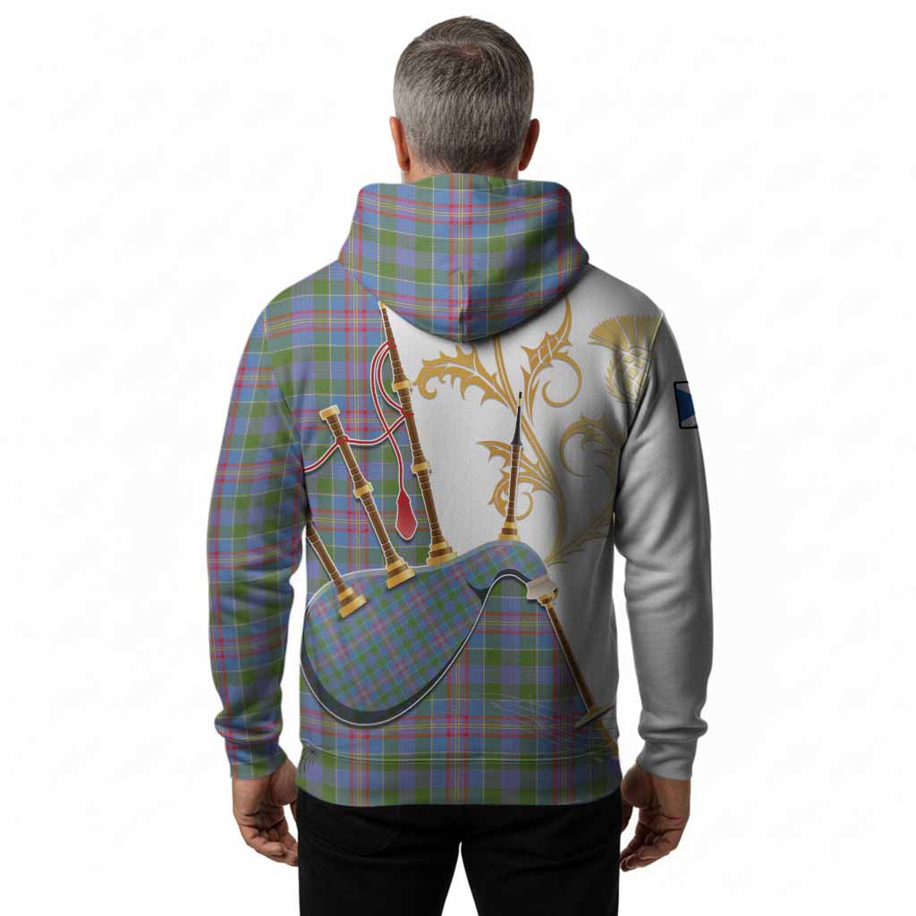 Ralston Tartan Family Crest Hoodie Bagpipes with Scottish Thistle