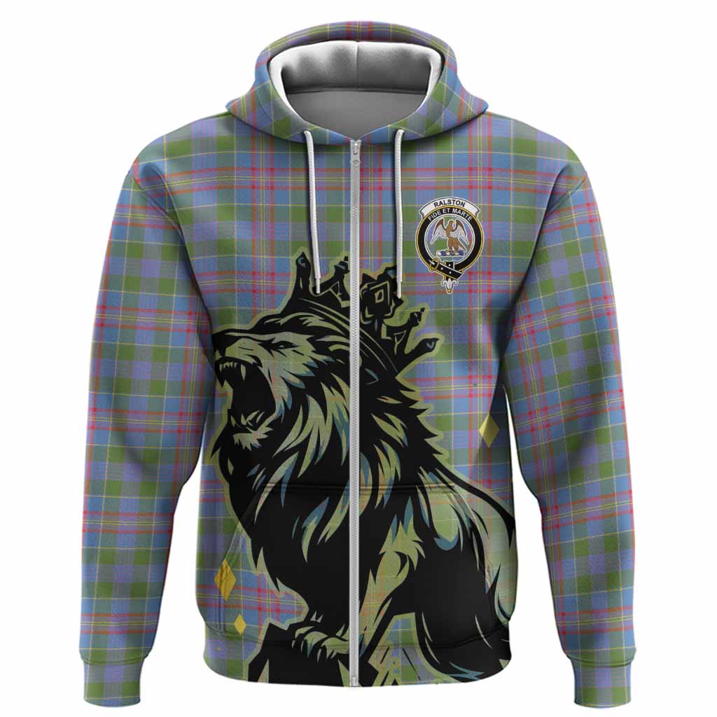 Ralston Tartan Family Crest Hoodie Crowned Lion Roaring