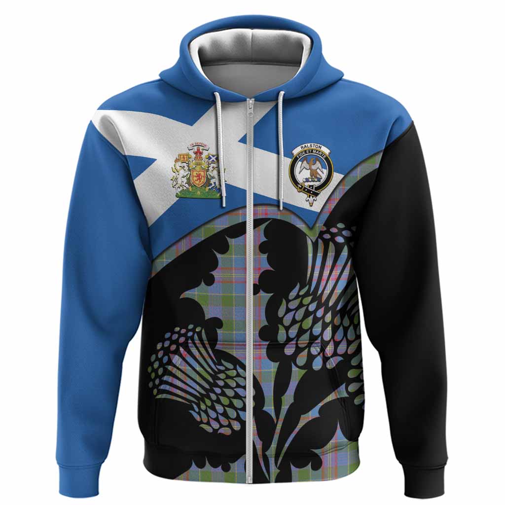 Ralston Tartan Family Crest Hoodie Scotland Thistle Floral Flag Style