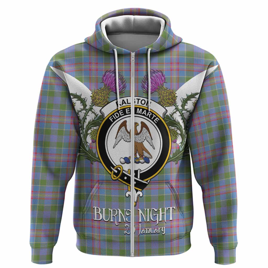 Ralston Tartan Family Crest Hoodie Scottish Burns Night Thistle Floral