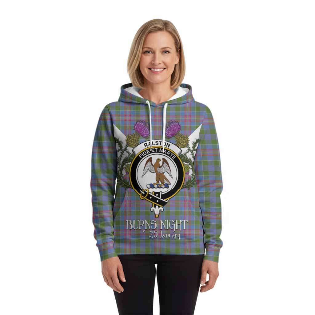 Ralston Tartan Family Crest Hoodie Scottish Burns Night Thistle Floral