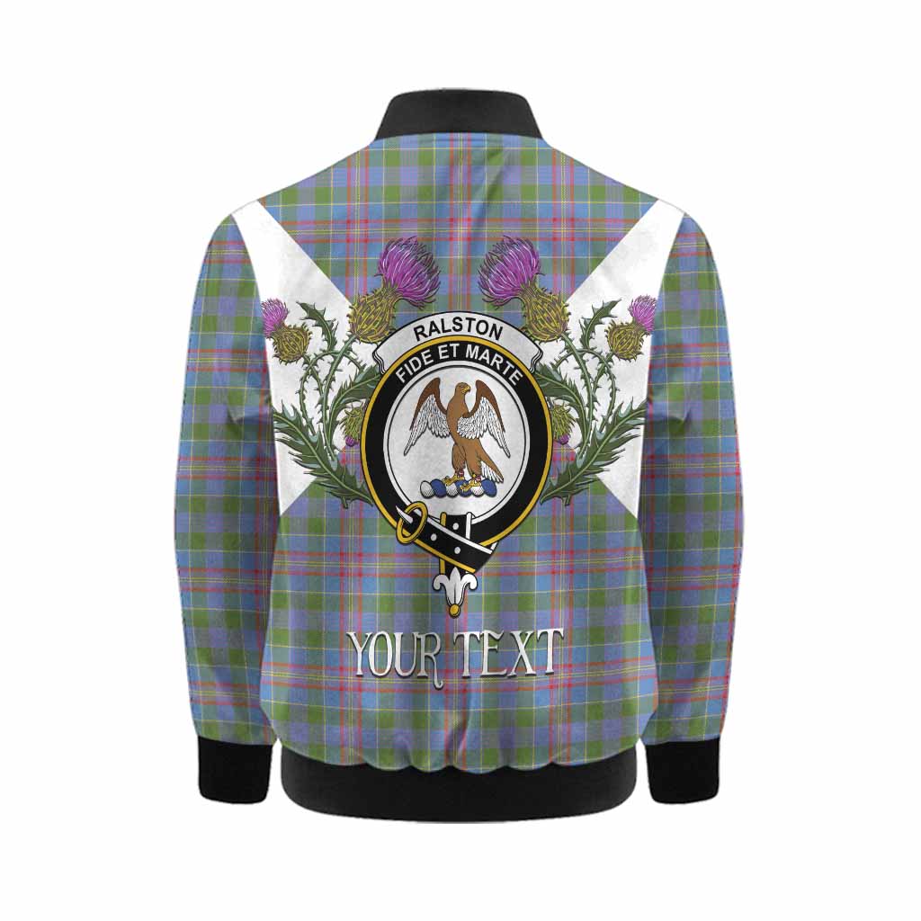 Ralston Tartan Family Crest Kid Bomber Jacket Scottish Burns Night Thistle Floral