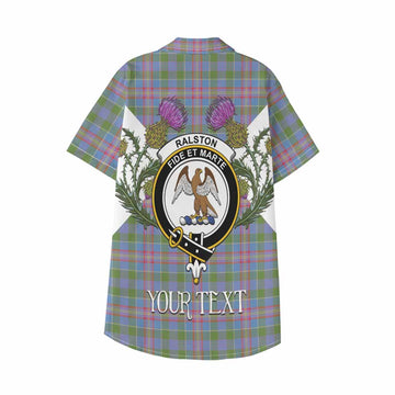 Ralston Tartan Family Crest Kid Hawaiian Shirt Scottish Burns Night Thistle Floral