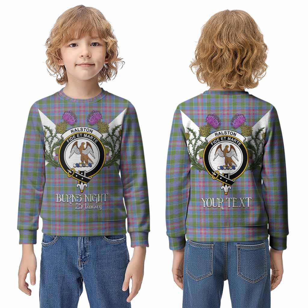 Ralston Tartan Family Crest Kid Knitted Sweatshirt Scottish Burns Night Thistle Floral