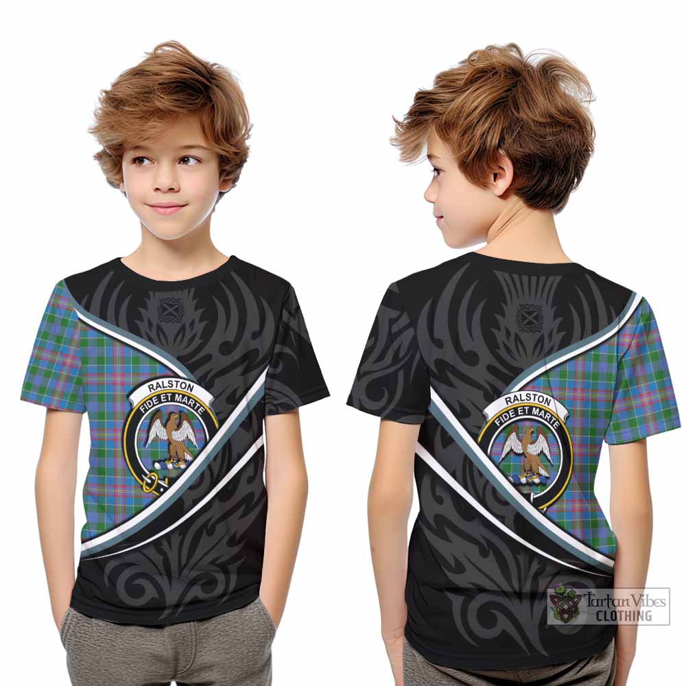 Ralston Tartan Family Crest Kid T-shirt Celtic Scottish Thistle Floral - Tartan Vibes Clothing