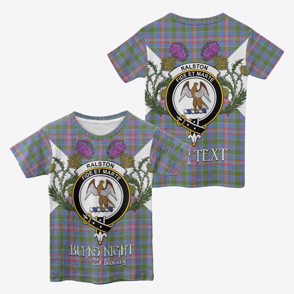 Ralston Tartan Family Crest Kid T-shirt Scottish Burns Night Thistle Floral