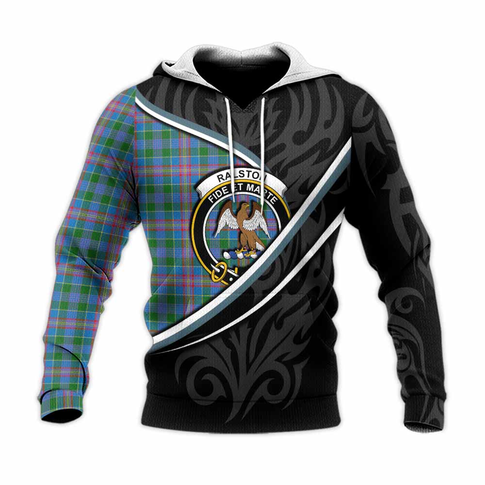 Ralston Tartan Family Crest Knitted Hoodie Celtic Scottish Thistle Floral - Tartan Vibes Clothing