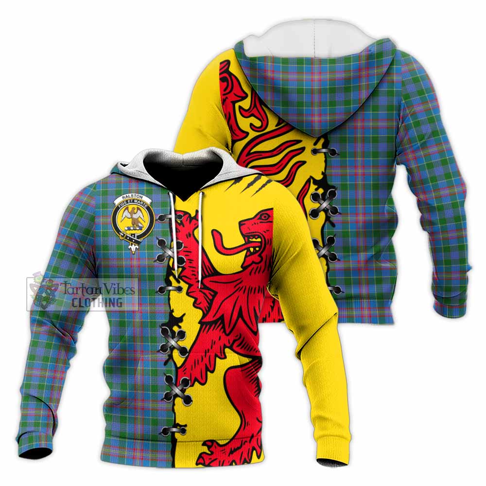 Ralston Tartan Family Crest Knitted Hoodie Lion Rampant Honor - Tartan Vibes Clothing