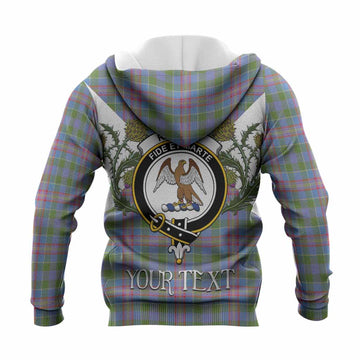 Ralston Tartan Family Crest Knitted Hoodie Scottish Burns Night Thistle Floral