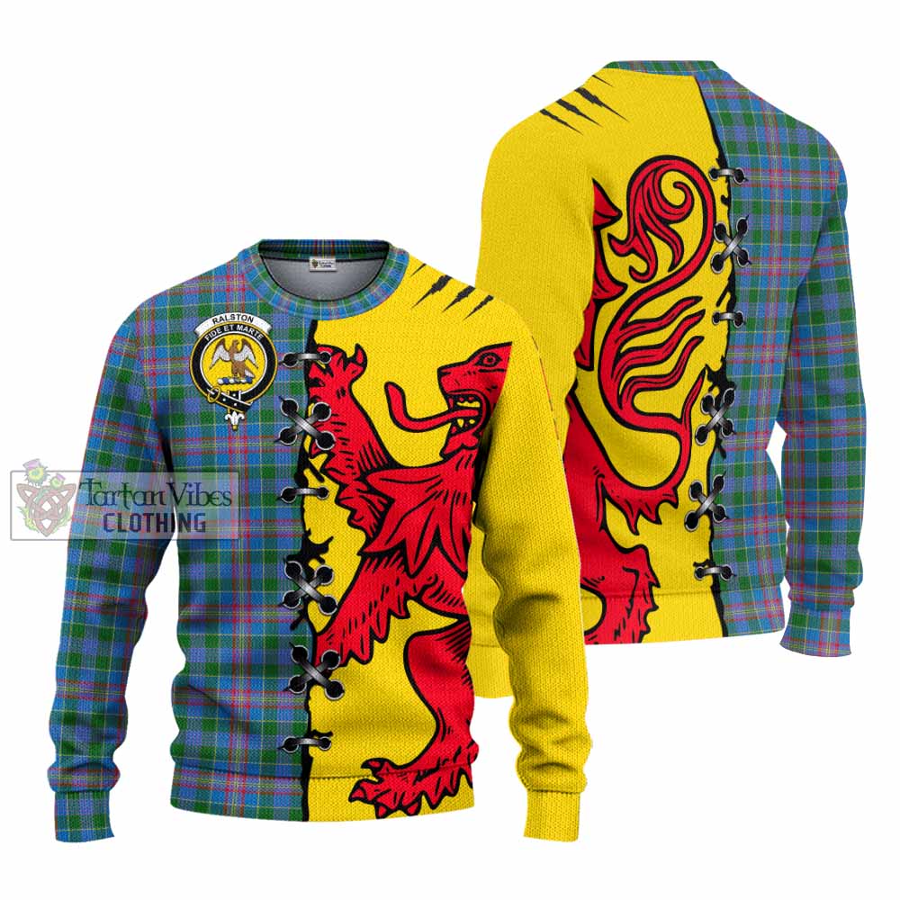 Ralston Tartan Family Crest Knitted Sweater Lion Rampant Honor - Tartan Vibes Clothing