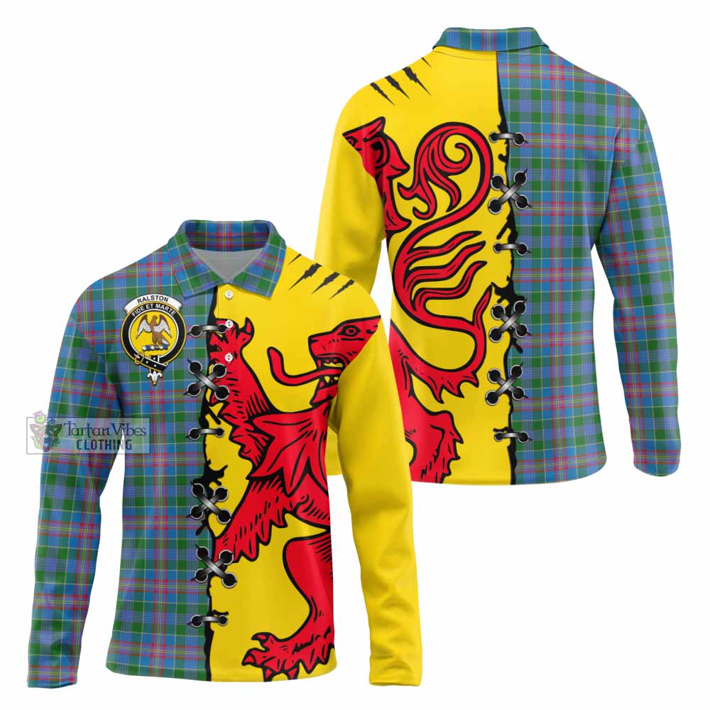 Ralston Tartan Family Crest Long Sleeve Polo Shirt Lion Rampant Honor - Tartan Vibes Clothing