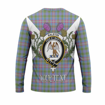 Ralston Tartan Family Crest Long Sleeve T-Shirt Scottish Burns Night Thistle Floral