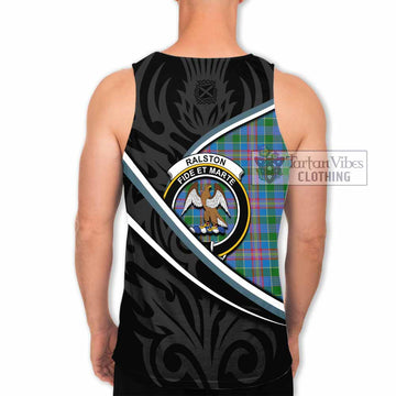 Ralston Tartan Family Crest Men Tank Top Celtic Scottish Thistle Floral