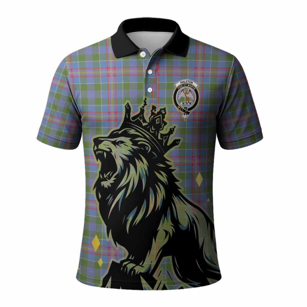 Ralston Tartan Family Crest Polo Shirt Crowned Lion Roaring