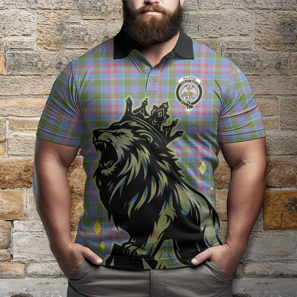 Ralston Tartan Family Crest Polo Shirt Crowned Lion Roaring