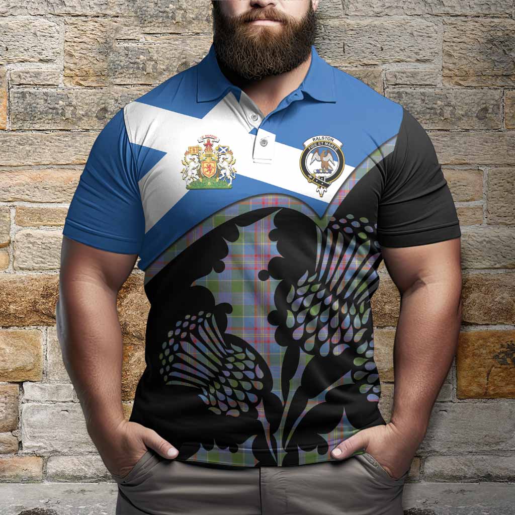 Ralston Tartan Family Crest Polo Shirt Scotland Thistle Floral Flag Style