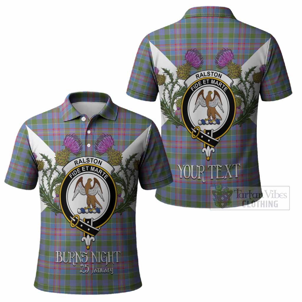Ralston Tartan Family Crest Polo Shirt Scottish Burns Night Thistle Floral