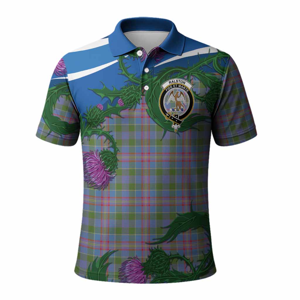 Ralston Tartan Family Crest Polo Shirt Thistle in Minimalism