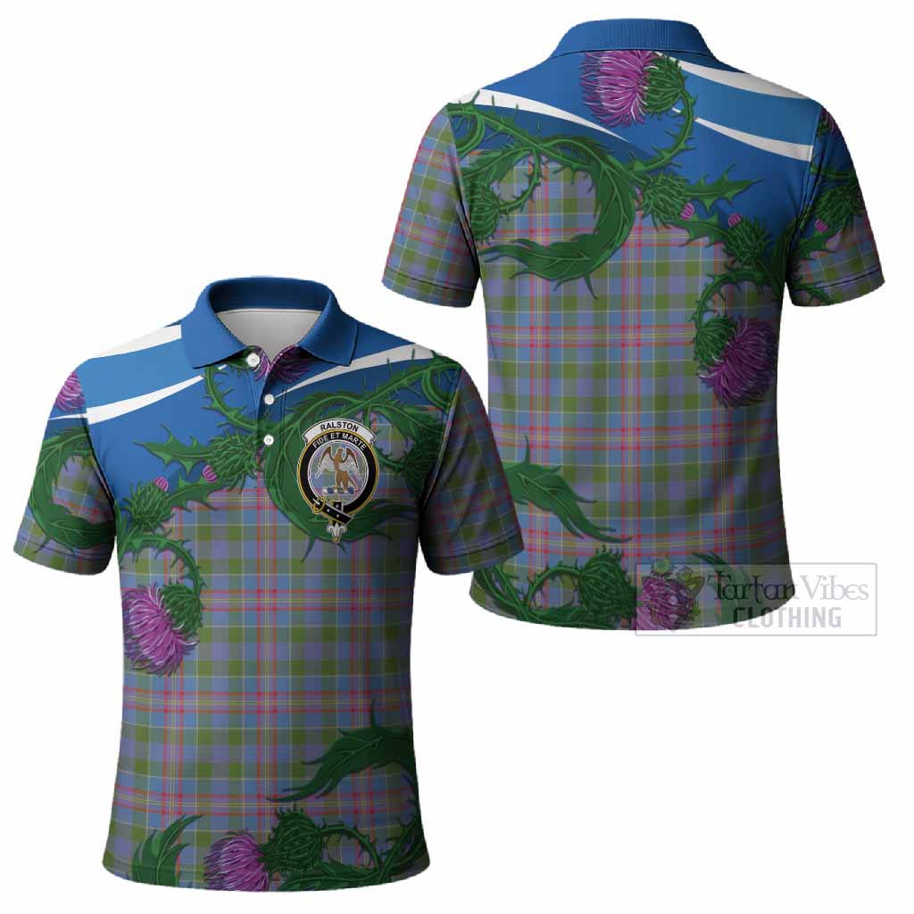 Ralston Tartan Family Crest Polo Shirt Thistle in Minimalism