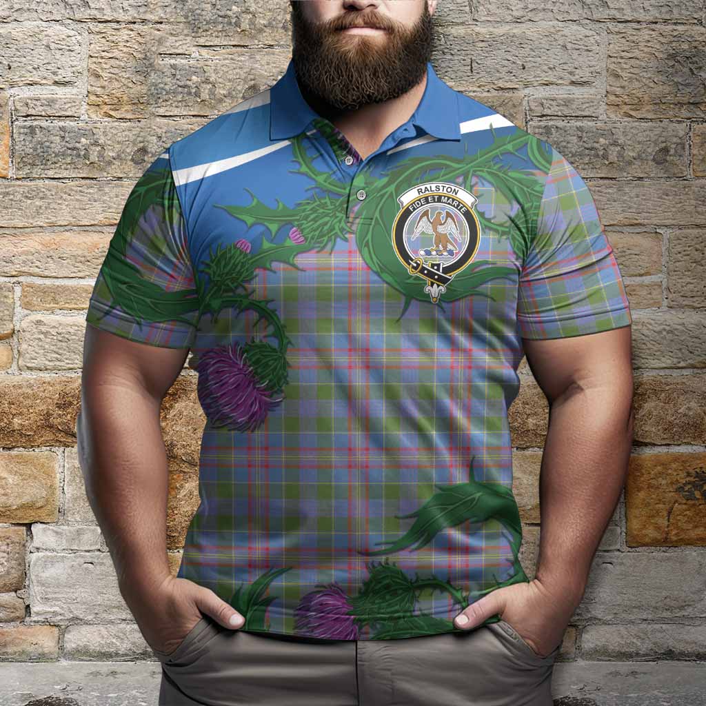 Ralston Tartan Family Crest Polo Shirt Thistle in Minimalism