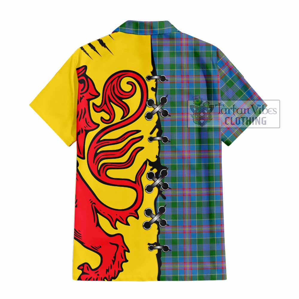 Ralston Tartan Family Crest Short Sleeve Button Shirt Lion Rampant Honor - Tartan Vibes Clothing