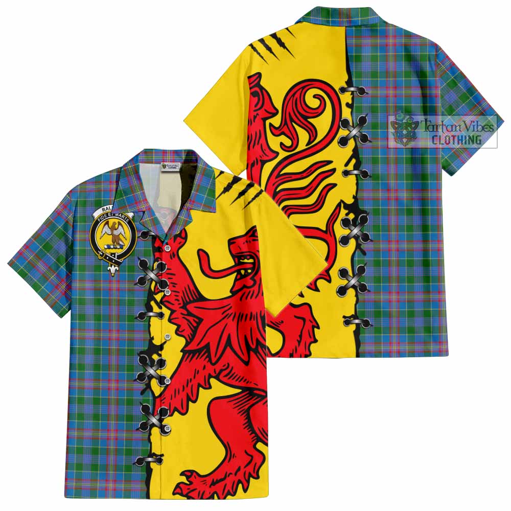 Ralston Tartan Family Crest Short Sleeve Button Shirt Lion Rampant Honor - Tartan Vibes Clothing