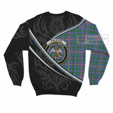 Ralston Tartan Family Crest Sweatshirt Celtic Scottish Thistle Floral