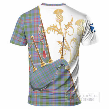 Ralston Tartan Family Crest T-Shirt Bagpipes with Scottish Thistle