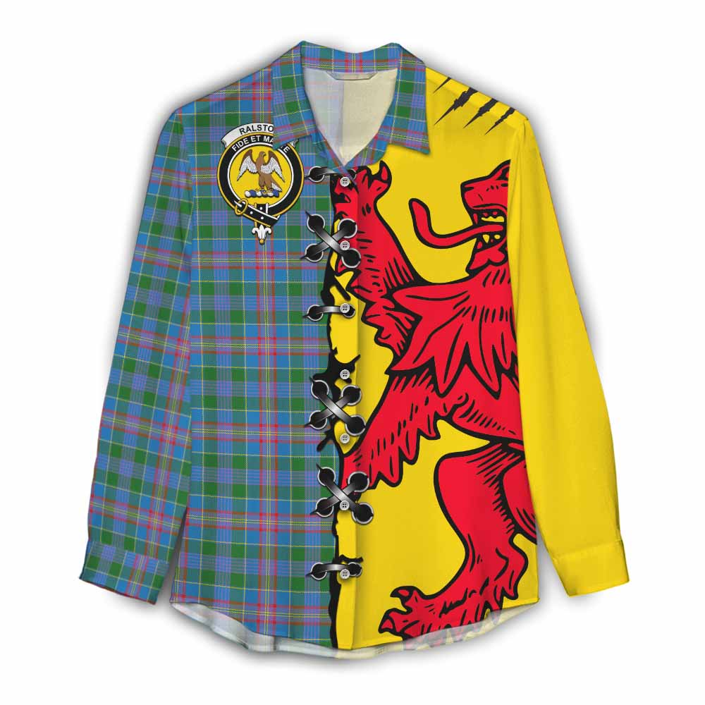 Ralston Tartan Family Crest Women Casual Shirt Lion Rampant Honor - Tartan Vibes Clothing