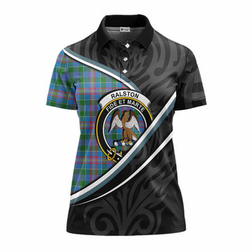 Ralston Tartan Family Crest Women's Polo Shirt Celtic Scottish Thistle Floral
