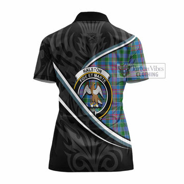 Ralston Tartan Family Crest Women's Polo Shirt Celtic Scottish Thistle Floral