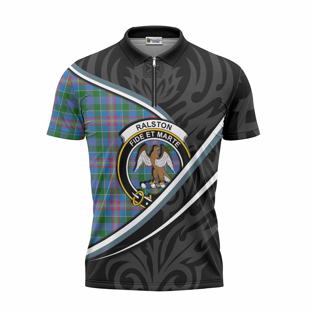 Ralston Tartan Family Crest Zipper Polo Shirt Celtic Scottish Thistle Floral - Tartan Vibes Clothing